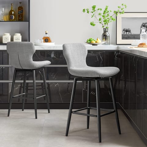 Elle Bar Stool Light Grey Fabric