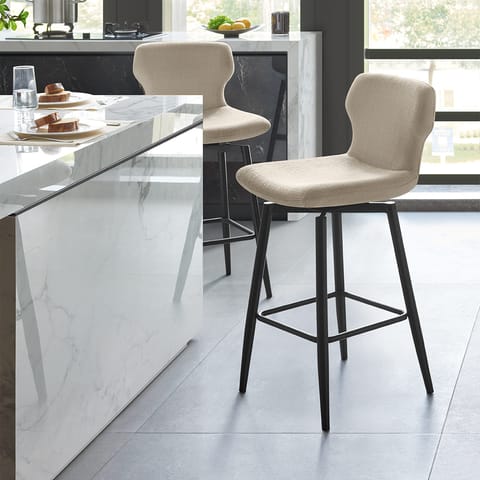 Elle Bar Stool Beige Fabric