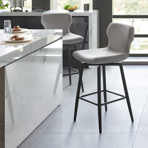 Elle Bar Stool Light Grey Fabric