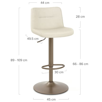 Utopia Bar Stool Antique Cream Dimensions