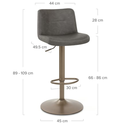 Utopia Bar Stool Antique Dark Grey Dimensions