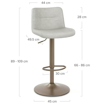 Utopia Bar Stool Antique Light Grey Dimensions