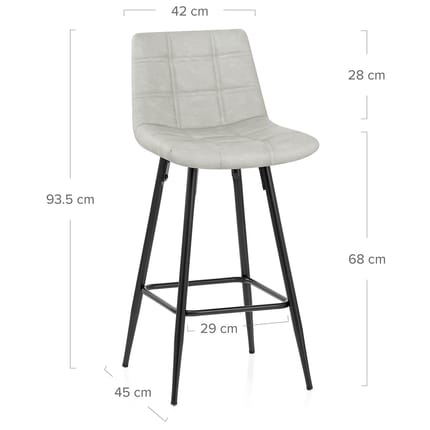 Destiny Bar Stool Antique Light Grey Dimensions