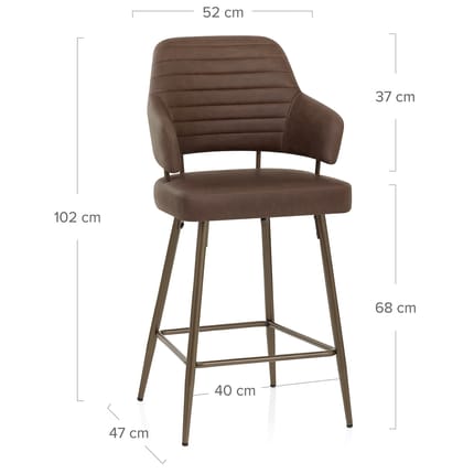 Hampton Bar Stool Bronze & Brown Dimensions