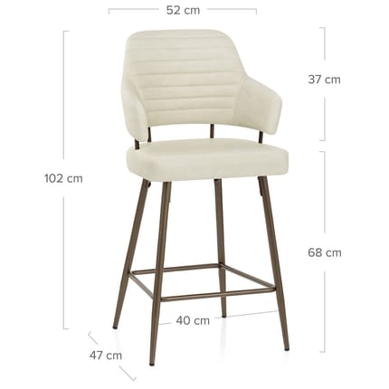 Hampton Bar Stool Bronze & Cream Dimensions