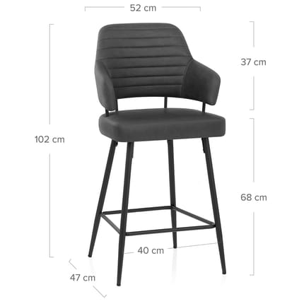 Hampton Bar Stool Charcoal Dimensions