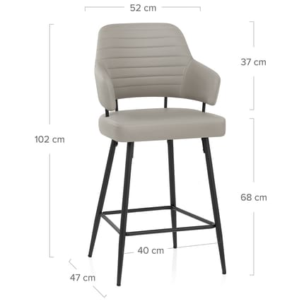 Hampton Bar Stool Light Grey Dimensions