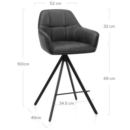 Venice Bar Stool Charcoal Dimensions