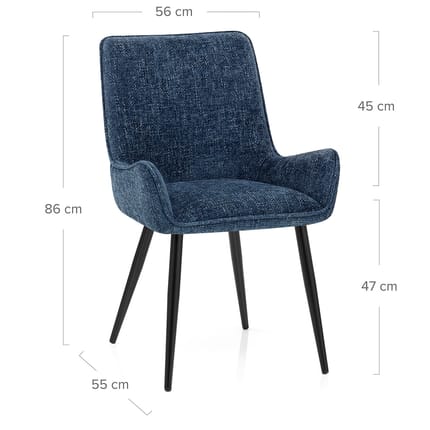 Rene Dining Chair Blue Fabric Dimensions