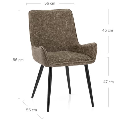 Rene Dining Chair Brown Fabric Dimensions