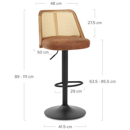 Drew Bar Stool Tan Dimensions