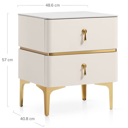 Fairmont Bedside Table Cream Dimensions