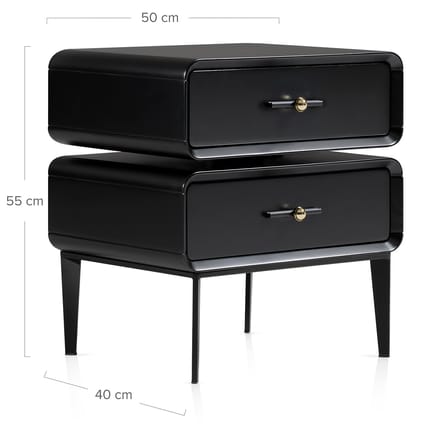 Florence Bedside Table Black Dimensions