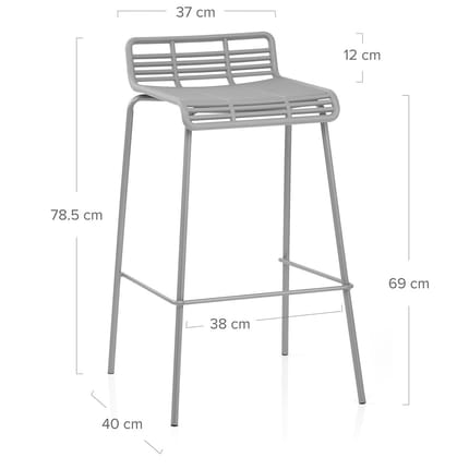 Surf Bar Stool Grey Dimensions