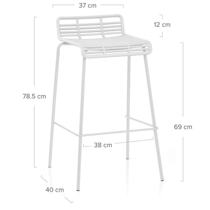 Surf Bar Stool White Dimensions