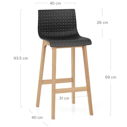 Bondi Oak & Black Bar Stool Dimensions