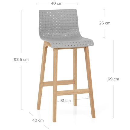 Bondi Oak & Grey Bar Stool Dimensions