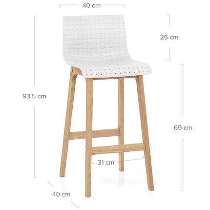 Bondi Oak & White Bar Stool Dimensions