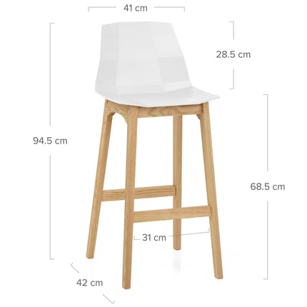 Bali Oak & White Bar Stool Dimensions