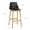 Bali Oak & Black Bar Stool