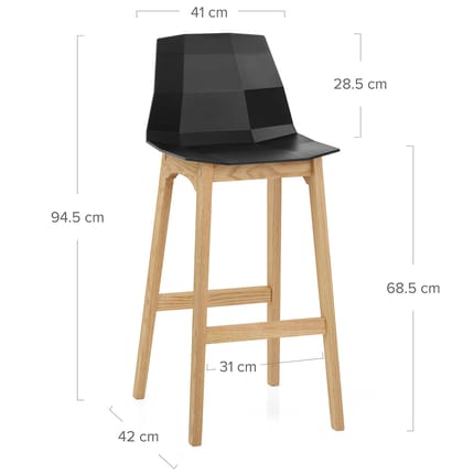 Bali Oak & Black Bar Stool Dimensions