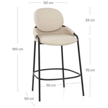 Levante Bar Stool Beige Fabric Dimensions