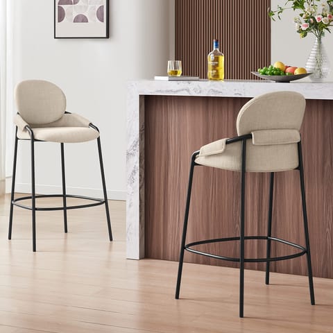 Levante Bar Stool Beige Fabric