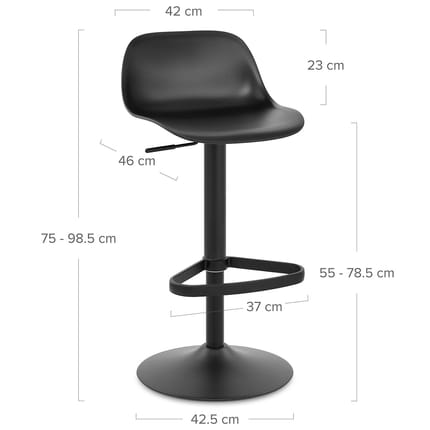 Nero Bar Stool Black Dimensions