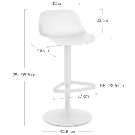 Nero Bar Stool White Dimensions