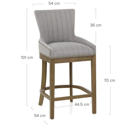 Chiltern Oak Bar Stool Grey Fabric Dimensions