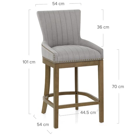 Chiltern Oak Bar Stool Grey Fabric