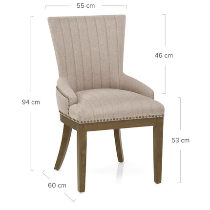 Chiltern Oak Dining Chair Tweed Fabric Dimensions