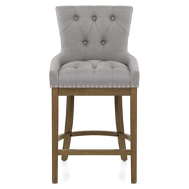 Knightsbridge Oak Stool Grey Fabric