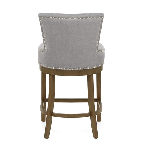 Knightsbridge Oak Stool Grey Fabric