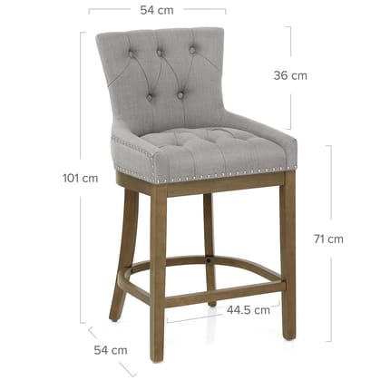 Knightsbridge Oak Stool Grey Fabric Dimensions