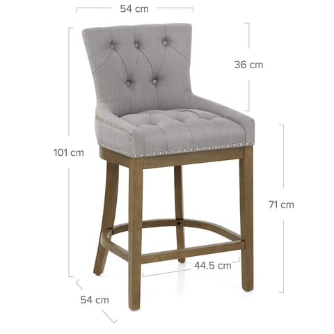 Knightsbridge Oak Stool Grey Fabric