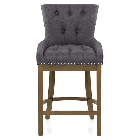 Knightsbridge Oak Stool Charcoal Fabric