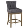 Knightsbridge Oak Stool Charcoal Fabric