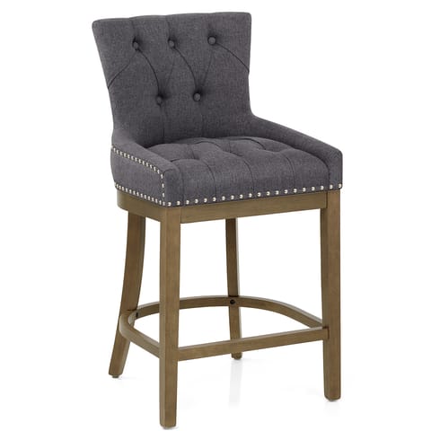 Knightsbridge Oak Stool Charcoal Fabric