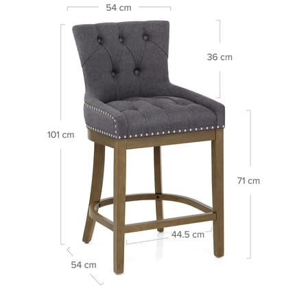 Knightsbridge Oak Stool Charcoal Fabric Dimensions