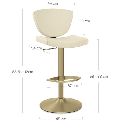 Pearl Real Leather Gold Stool Cream Dimensions