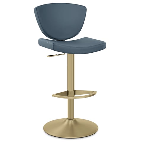 Pearl Real Leather Gold Stool Blue