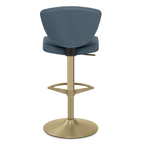 Pearl Real Leather Gold Stool Blue