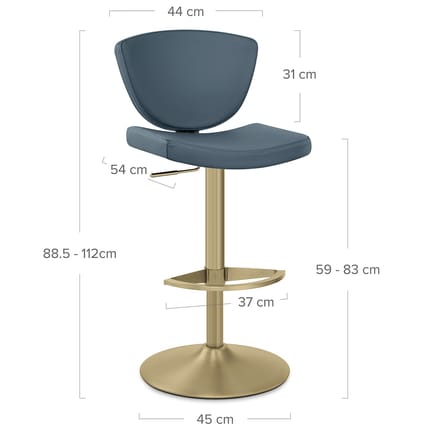 Pearl Real Leather Gold Stool Blue Dimensions