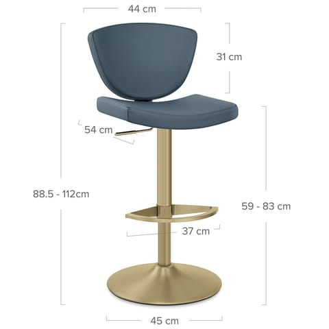 Pearl Real Leather Gold Stool Blue