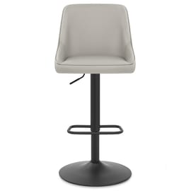 Canberra Real Leather Stool Light Grey