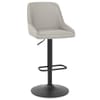 Canberra Real Leather Stool Light Grey