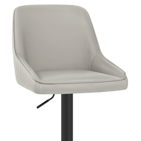 Canberra Real Leather Stool Light Grey