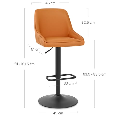 Canberra Real Leather Stool Orange