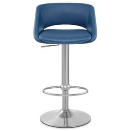 Kansas Brushed Steel Stool Blue